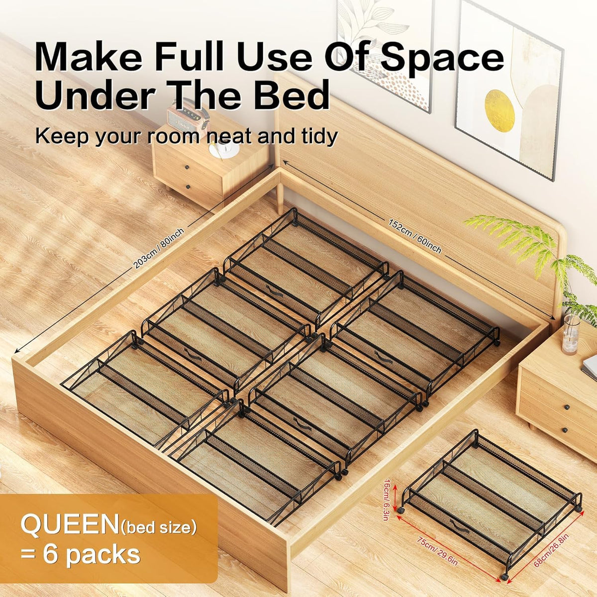 LeArex organized bedroom setup using under bed storage