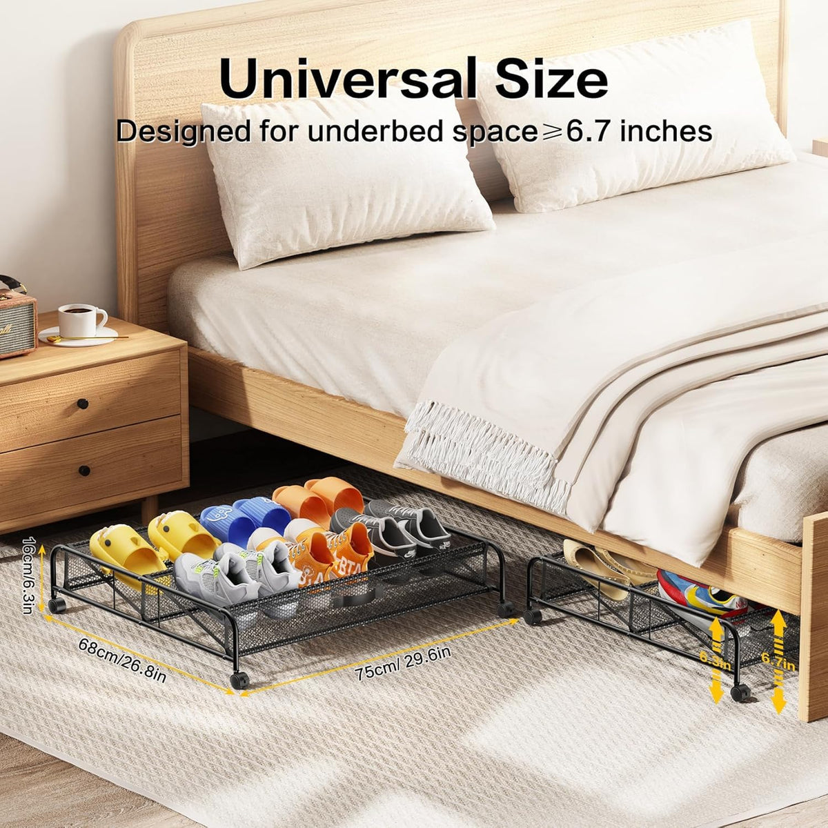 LeArex under bed shoe storage with two breathable compartments