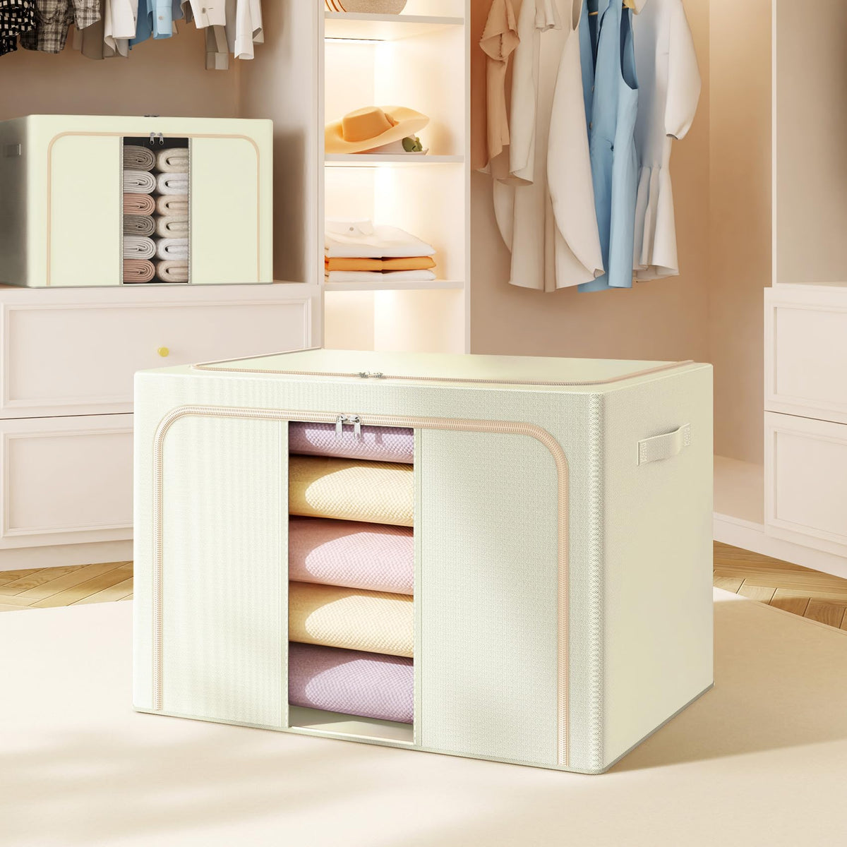 LeArex storage bin with reinforced frame ideal for under-bed use.