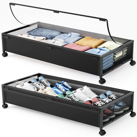 LeArex under-bed storage with wheels for easy organization and rolling access.