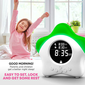 Learn & Climb Stay-in-Bed Clock features an 8-week reward chart to reinforce routines.