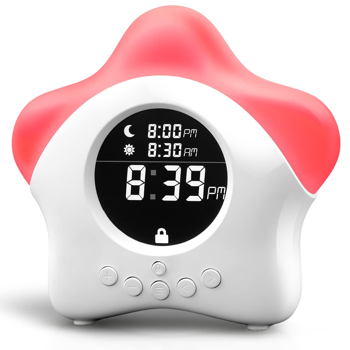 Learn & Climb Stay-in-Bed Clock front display shows gentle wake signals for calmer mornings.