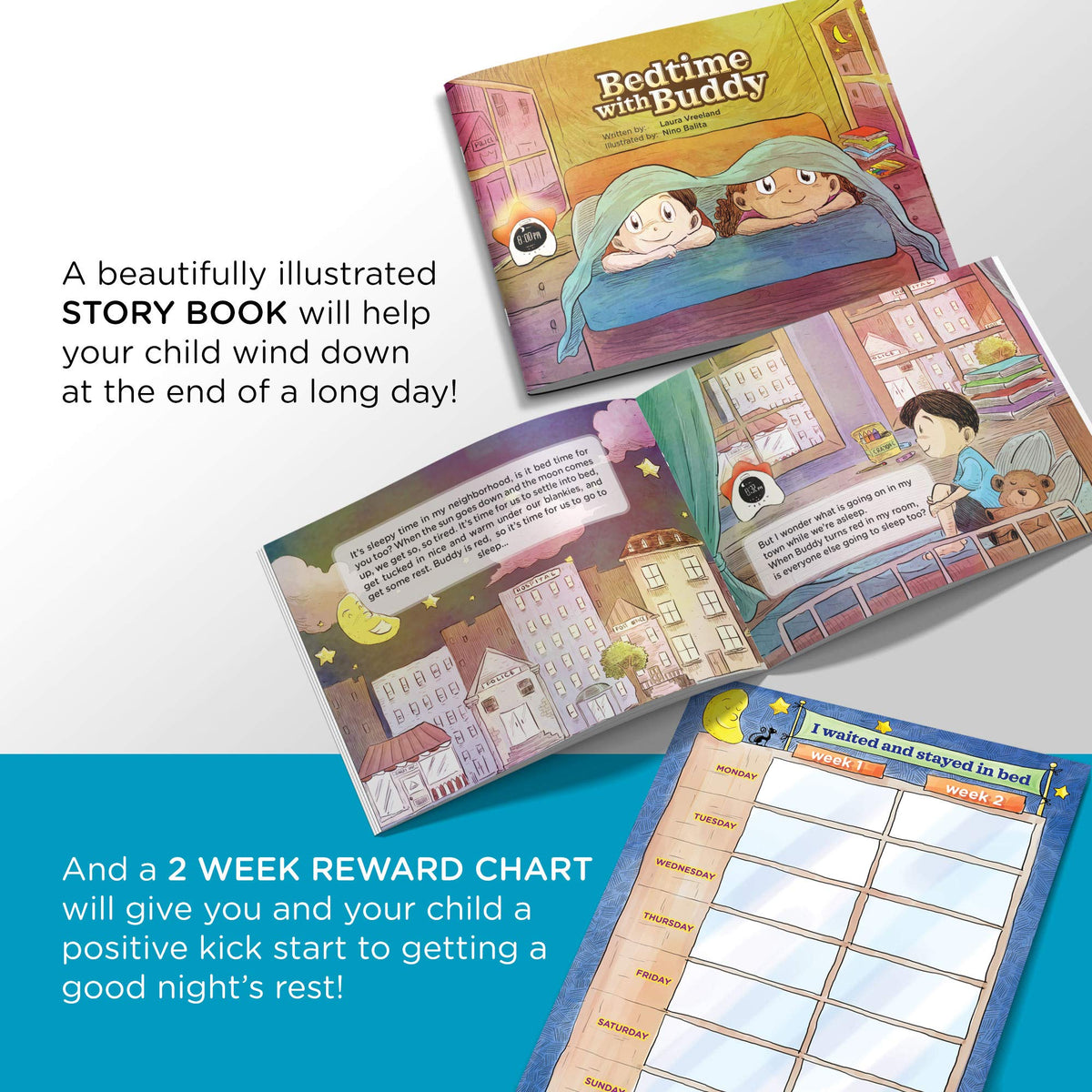 Learn & Climb Stay-in-Bed Clock quick start guide helps parents set up easily.
