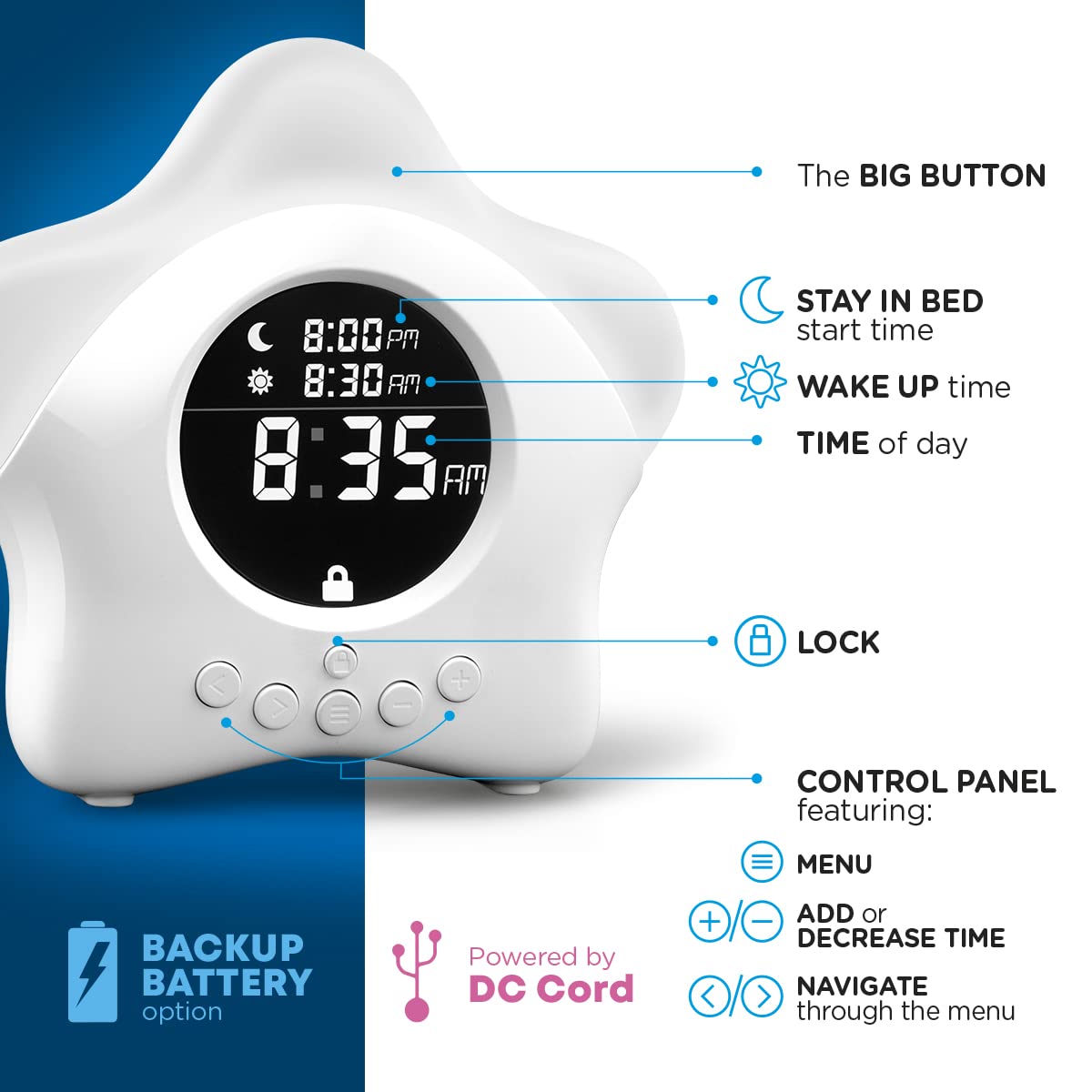 Learn & Climb Stay-in-Bed Clock includes illustrated story book for wind-down.