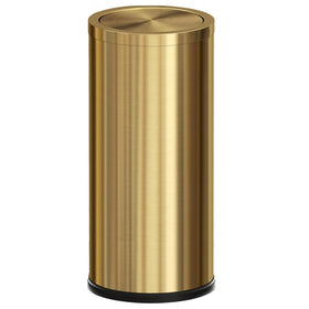 LEASYLIFE gold trash can front view highlights sleek finish and generous 8-gallon capacity