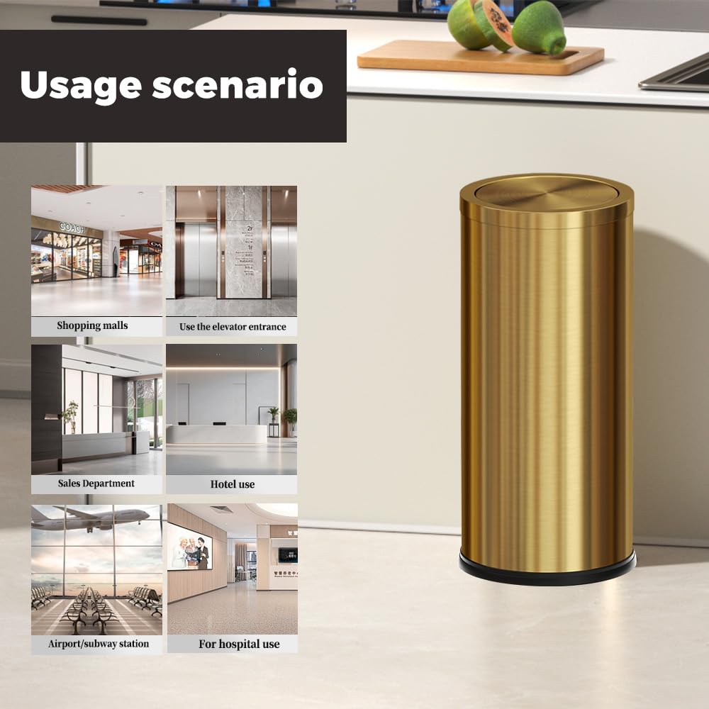 LEASYLIFE gold trash can hands-free operation for clean waste disposal