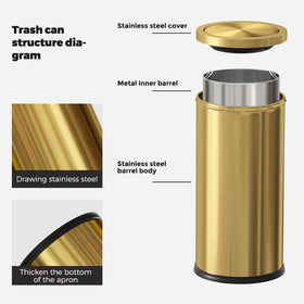 LEASYLIFE gold trash can in office breakroom blends style and function