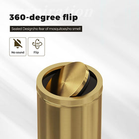 LEASYLIFE gold trash can lid open demonstrates hygienic hands-free disposal