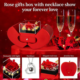 Lebana illuminated rose gift box glowing softly for a ceremonial presentation.