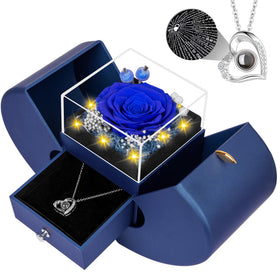 Lebana preserved blue rose necklace with a lasting romantic keepsake.