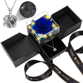 Lebana preserved blue rose with vibrant color and no maintenance requirements