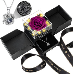 Lebana preserved rose with necklace inside gift box, a lasting romantic keepsake.