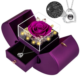 Lebana preserved-rose-necklace with I Love You pendant, a timeless keepsake.