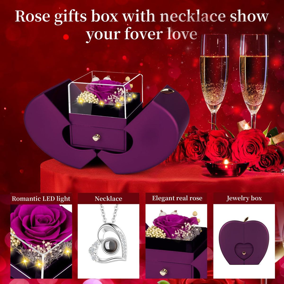 Lebana rose gift box with built-in lighting for a romantic reveal.