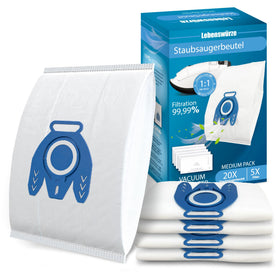 Lebenswuerze 20-pack 3D Airclean GN bags compatible with Miele for strong filtration.