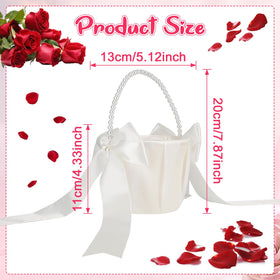 Lebsitey ivory satin bowknot basket enhances wedding decor with timeless charm.