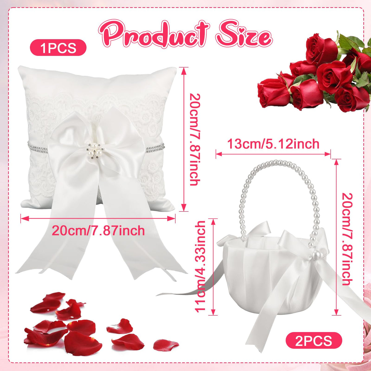 Lebsitey ivory satin ring bearer pillow for secure ring presentation