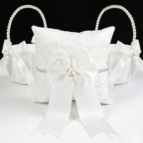 Lebsitey flower girl baskets with pearl handle for elegant petal scattering