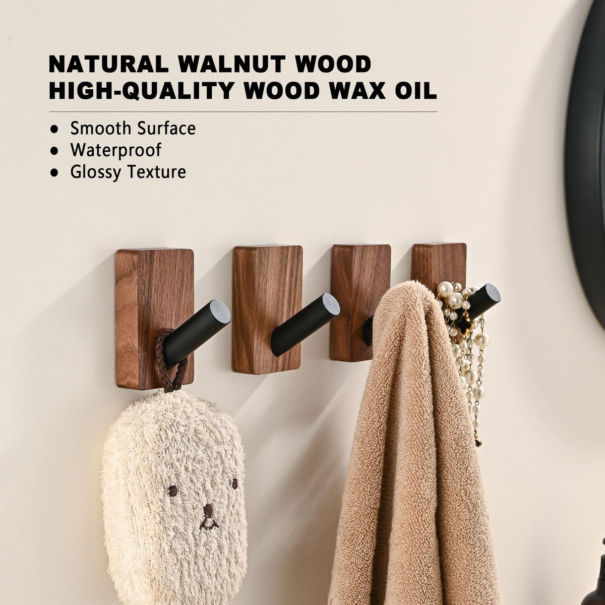 LECHYN adhesive wall hook for towel and accessories without drilling.