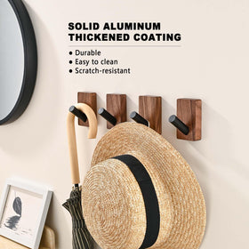 LECHYN wall-mount coat hook with sturdy aluminum and walnut base.