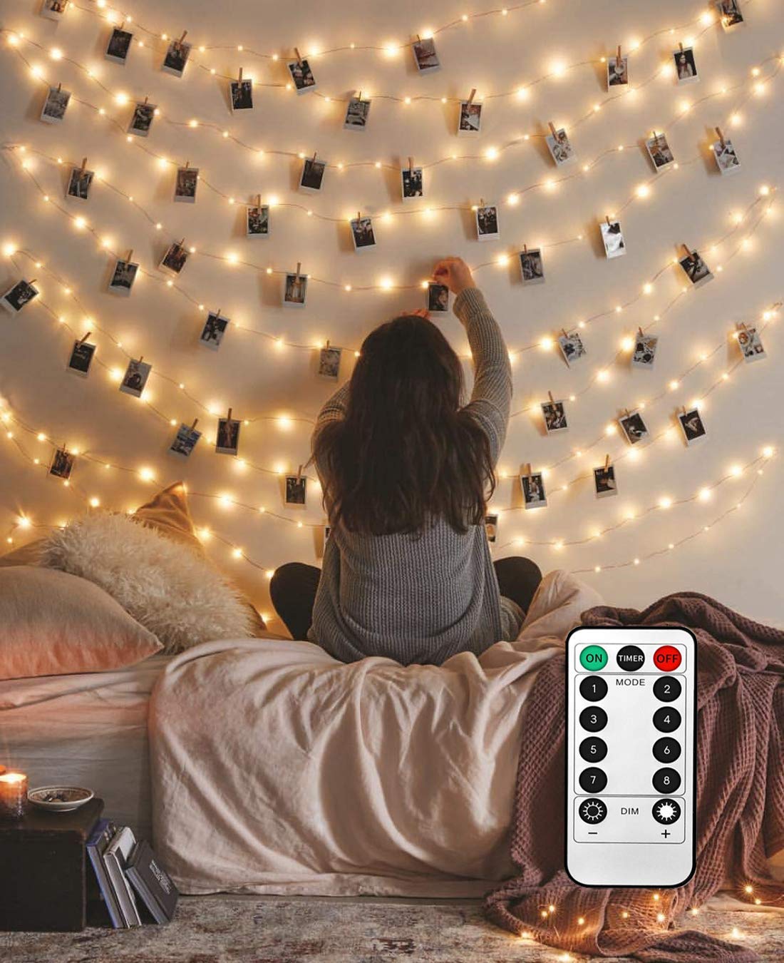 LECLSTAR 50 LED photo clips bulbs illuminate memories with soft, warm light for your wall gallery