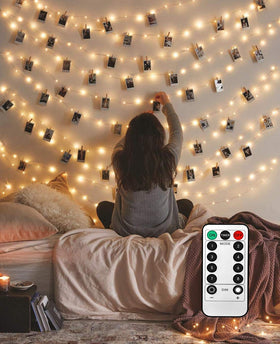 LECLSTAR 50 LED photo clips bulbs illuminate memories with soft, warm light for your wall gallery