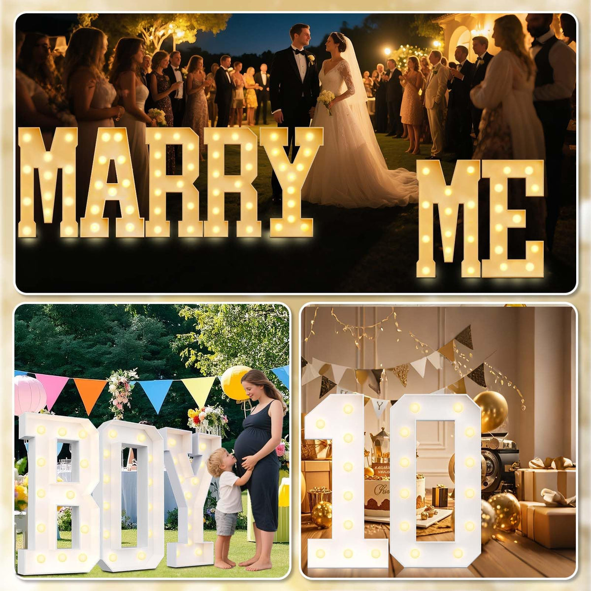 Ledido 4ft marquee letter M suitable for indoor and outdoor events.