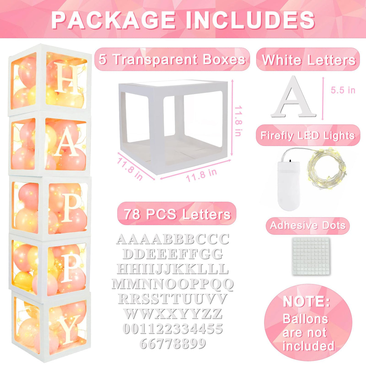 Ledido adhesive dots for quick, secure letter placement on balloon boxes.