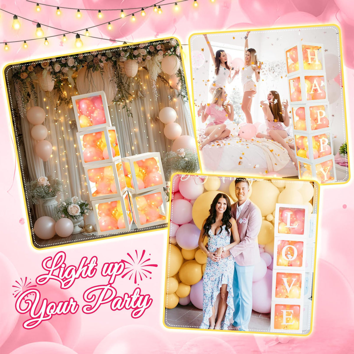 Ledido baby shower decor idea with customizable details and letters.