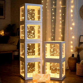 Ledido clear balloon box assembly with LED lighting for a stunning party centerpiece.
