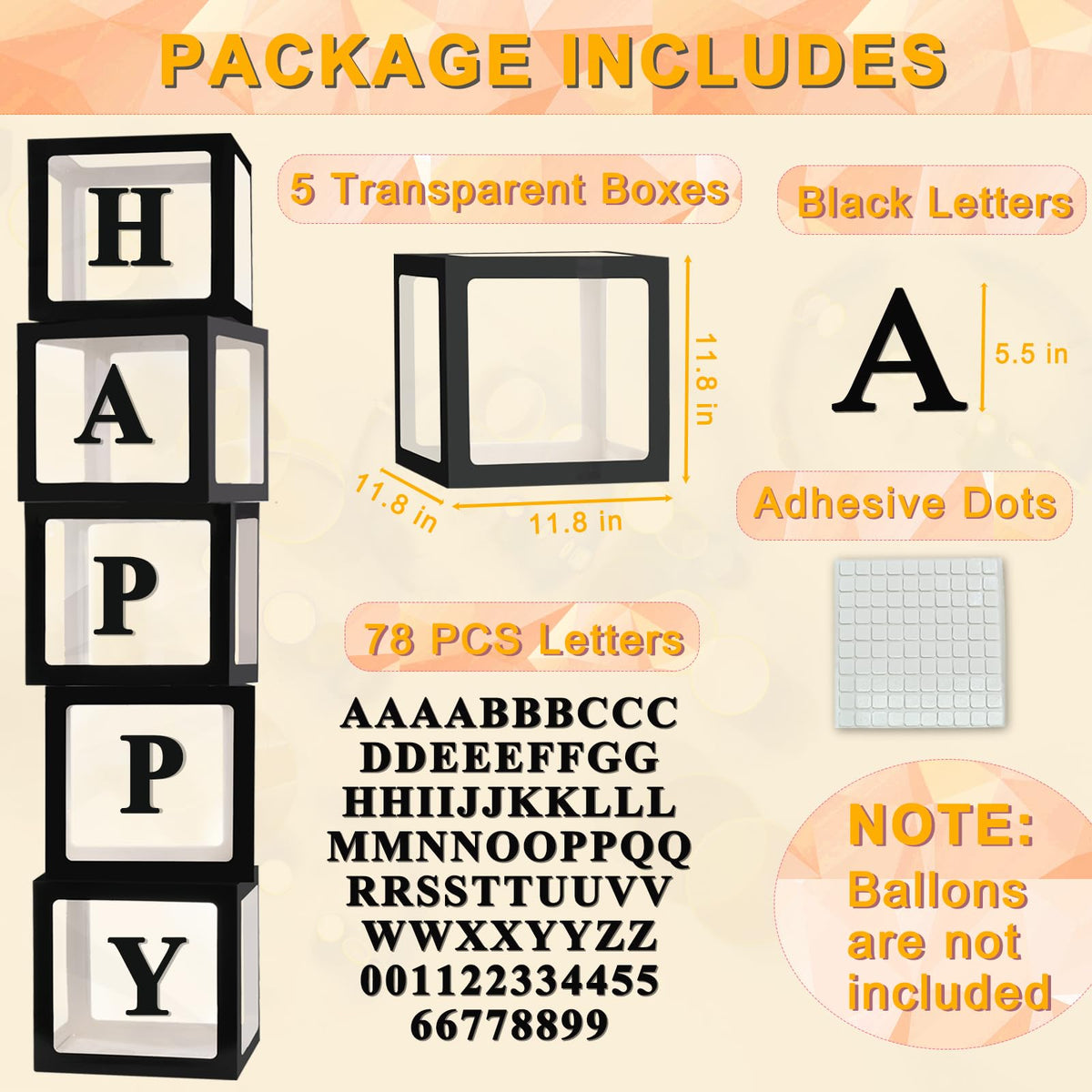 Ledido easy-assembly balloon box with letters for quick, eye-catching centerpieces.