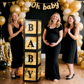 Ledido clear black boxes hold balloons and keepsakes for reuse across events.