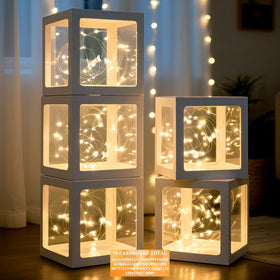 Ledido transparent balloon boxes 5-pack for chic party displays and reusable decor.