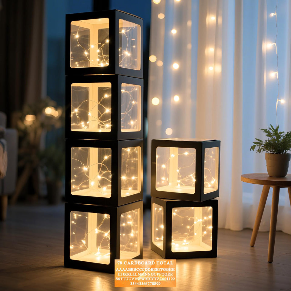 Ledido transparent balloon boxes with LED lights create a stunning centerpiece.