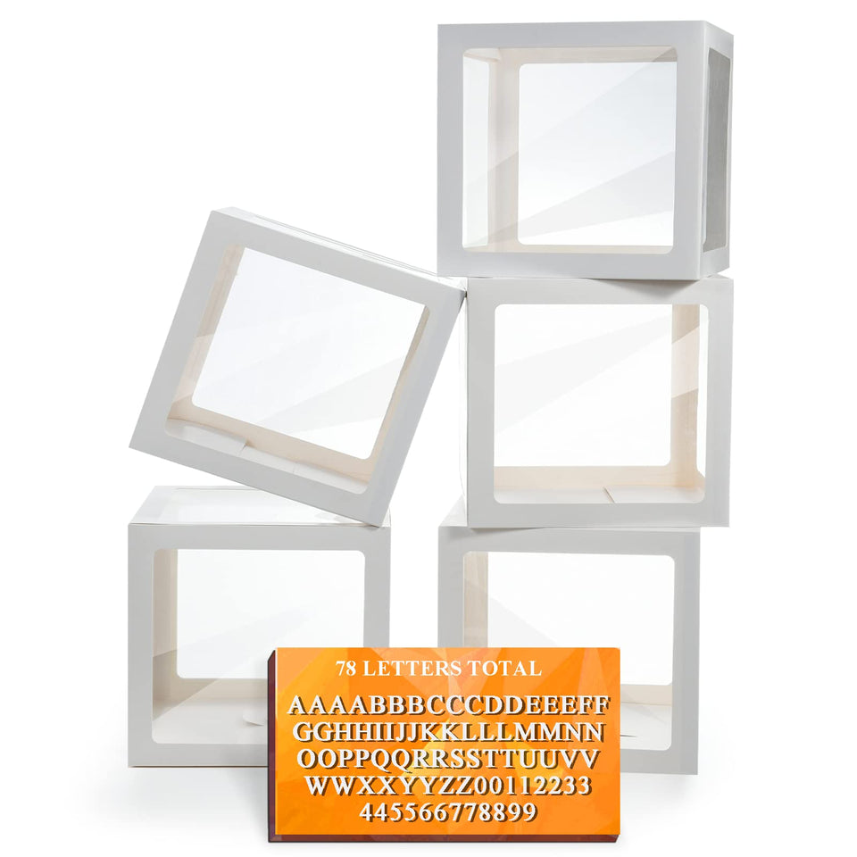 Ledido white transparent balloon boxes with 78 letters for easy name customization.