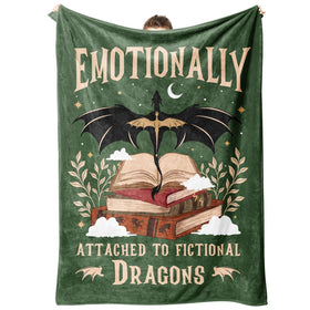 Leebbsin dragon blanket with dragon soaring from books for cozy reading sessions