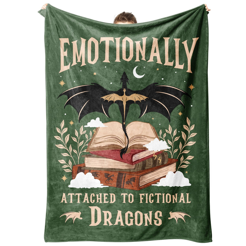 Leebbsin dragon blanket with dragon soaring from books for cozy reading sessions