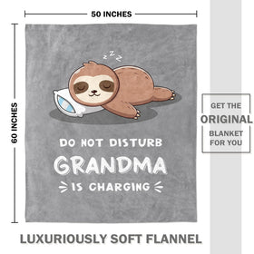 Leebbsin grandma charging sloth blanket close-up shows durable fleece and plush comfort
