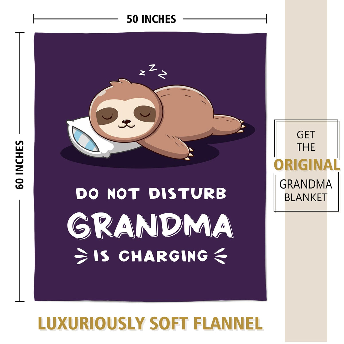 Leebbsin grandma sloth blanket gift-ready packaging with ribbon