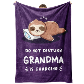 Leebbsin grandma sloth blanket closeup showing soft flannel for cozy warmth