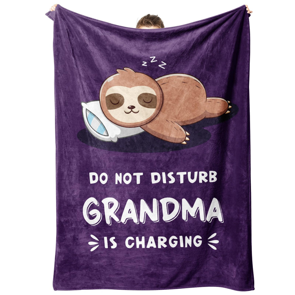Leebbsin grandma sloth blanket closeup showing soft flannel for cozy warmth
