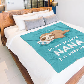 Leebbsin Nana is Charging Sloth Blanket 60x50 size for generous warmth.
