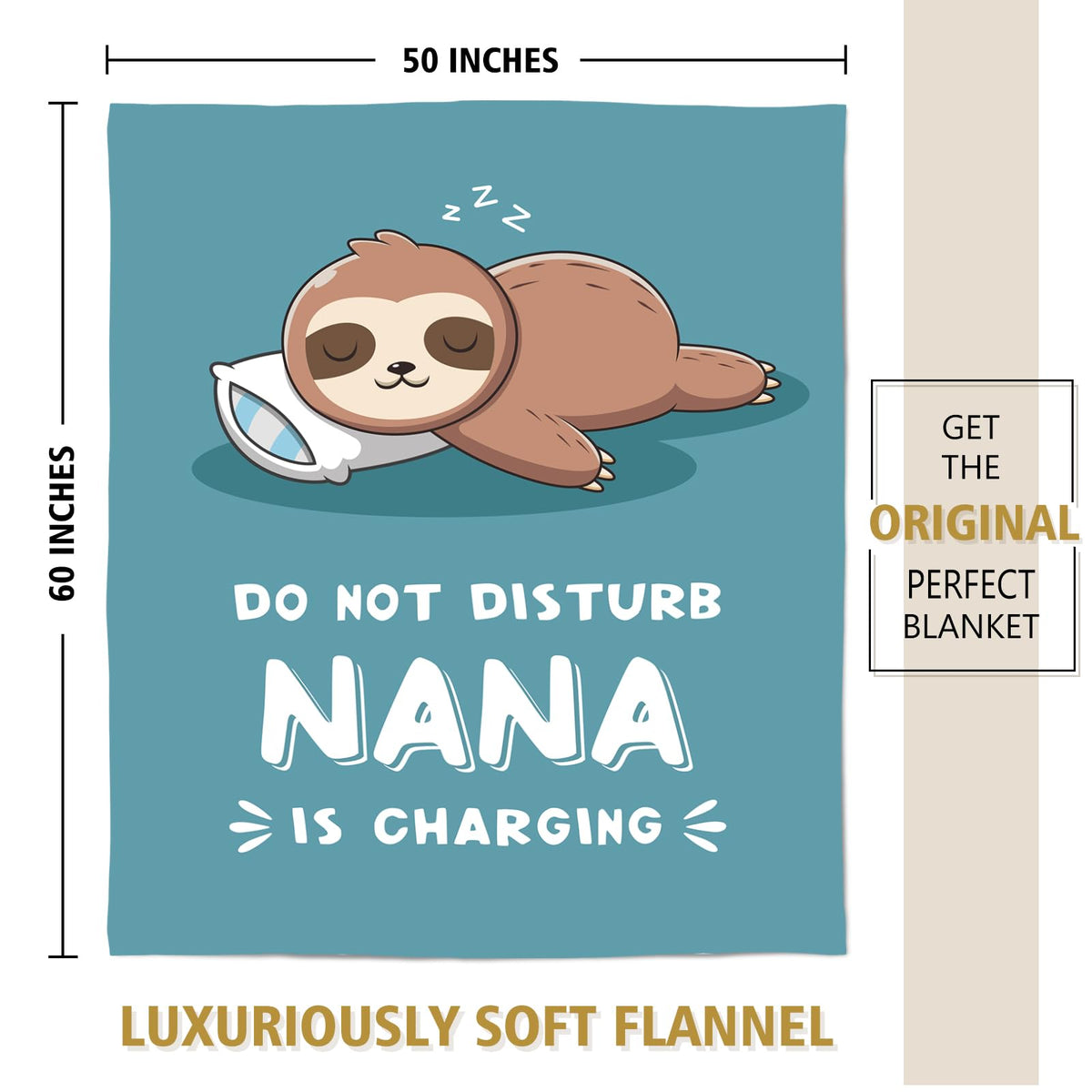 Leebbsin Nana is Charging Sloth Blanket gift-ready packaging appeals.