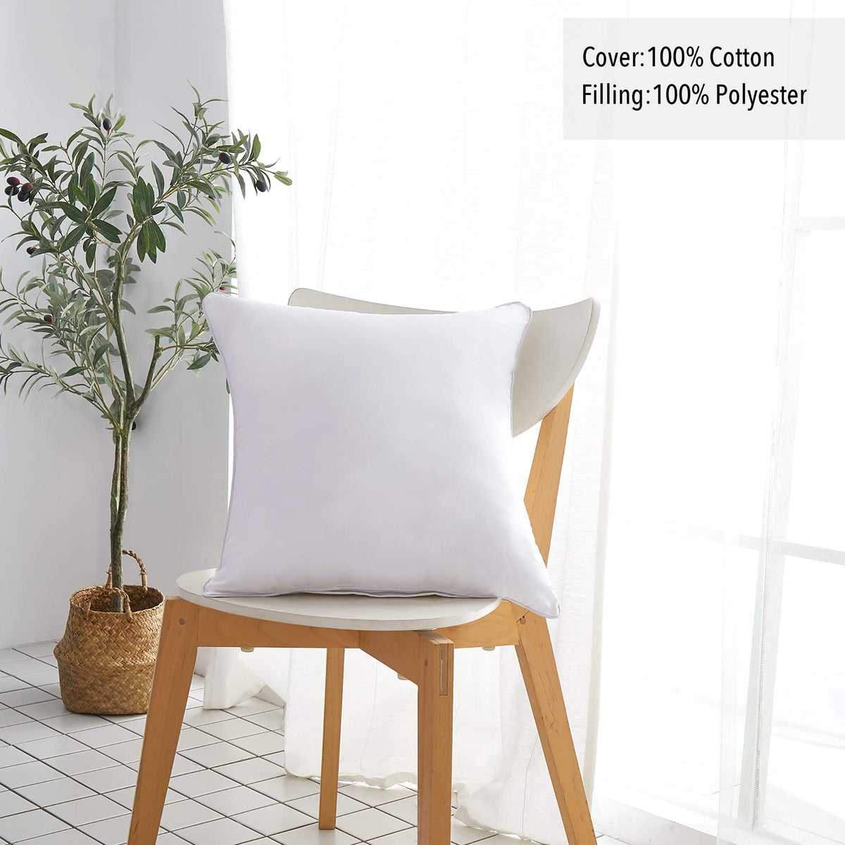 Leeden 16x16 square cushion insert with 3D fillings for superior loft