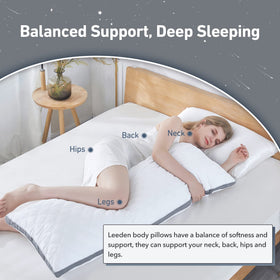 Leeden body pillow demonstrates solid 6.5 lb weight for stable support