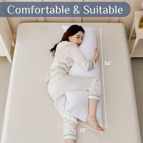 Leeden full body pillow used in side sleeping setup for spine support.