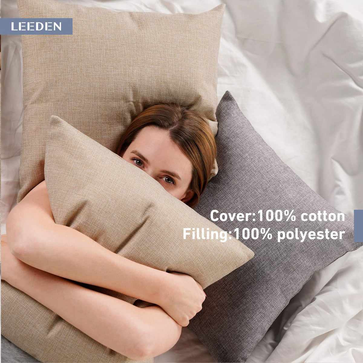 Leeden pillow insert hidden zipper for easy filling adjustments