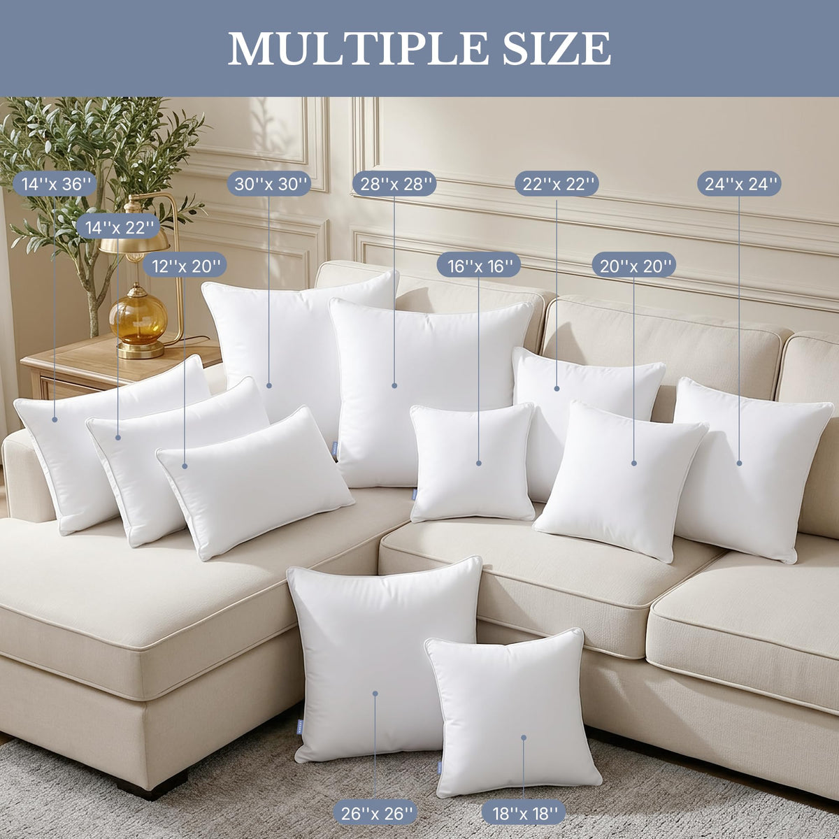 Leeden pillow inserts vacuum-packaged for compact shipping