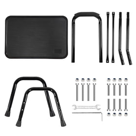 Leekpai black steel step stool blends with decor and resists dirt