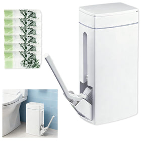 Leemeexaa slim bathroom trash can with lid fits tight spaces and keeps area tidy.